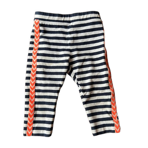 J.Crew Crewcuts Navy Blue Striped Cropped Leggings w Chevron Racing Stripe - 2